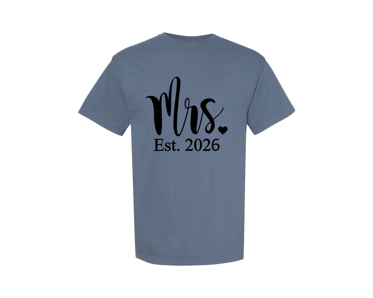 brand:Comfort Colors|color:Blue Jean|Mr And Mrs Est 2026 Graphic T-Shirt