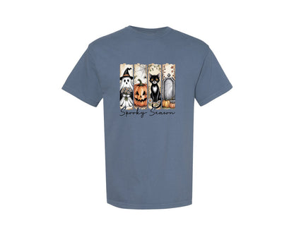 brand:Comfort Colors|color:Blue Jean|Spooky Season Brushstroke Halloween Graphic T-Shirt