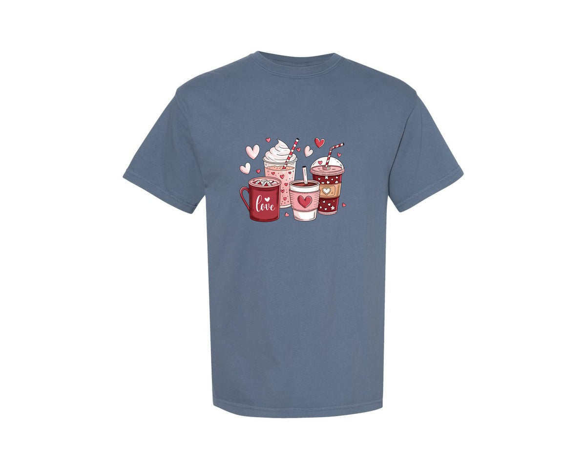 brand:Comfort Colors|color:Blue Jean|Valentine Coffee Lover Valentines Graphic T-Shirt