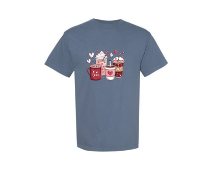 brand:Comfort Colors|color:Blue Jean|Valentine Coffee Lover Valentines Graphic T-Shirt