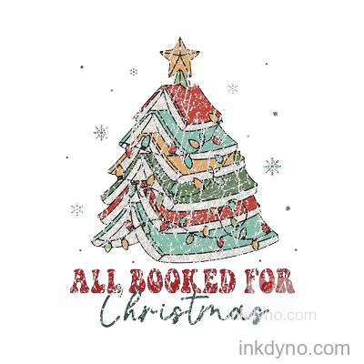 Book-Themed Christmas Tree DTF Transfer - Ready to Press