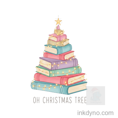 Bookish Christmas Tree PNG Sublimation