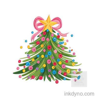Brushstroke Christmas Tree Png, Coquette christmas png