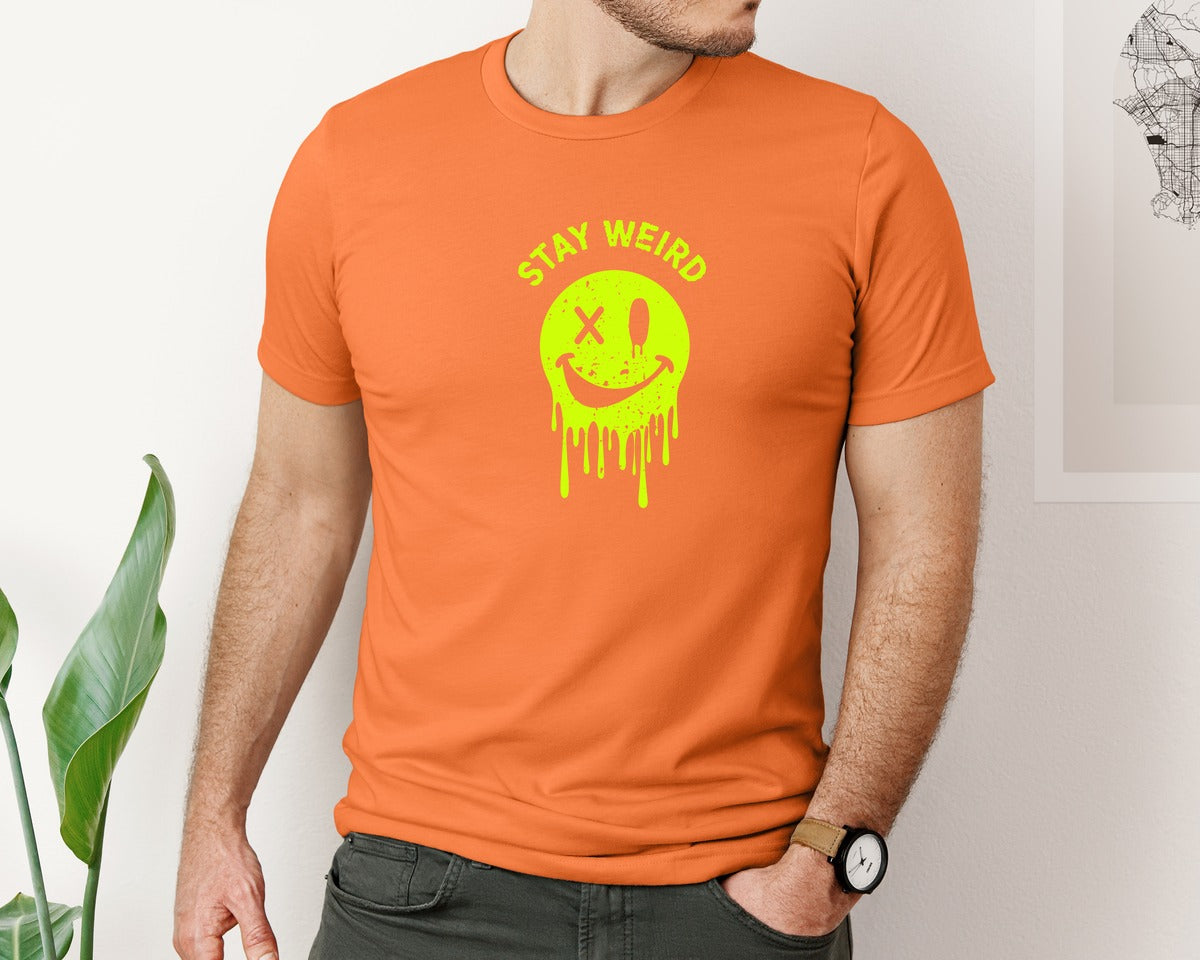 brand:Bella Canvas|color:Burnt Orange|Stay Weird Be Yourself Rebellious Spirit Graphic T-Shirt