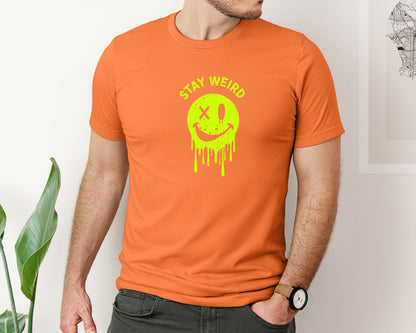 brand:Bella Canvas|color:Burnt Orange|Stay Weird Be Yourself Rebellious Spirit Graphic T-Shirt