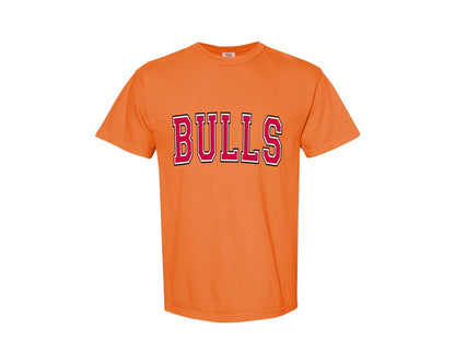 brand:Comfort Colors|color:Burnt Orange|Bulls Varsity Curved Graphic T-Shirt