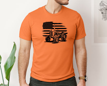 brand:Bella Canvas|color:Burnt Orange|Tractor Flag Vector T Shirt Design Graphic T-Shirt