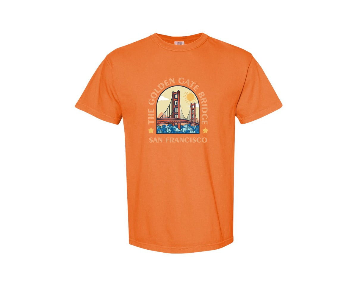 brand:Comfort Colors|color:Burnt Orange|The Golden Gate Bridge Graphic T-Shirt