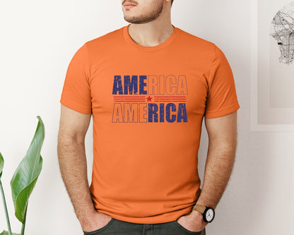 brand:Bella Canvas|color:Burnt Orange|America Patriotic Graphic T-Shirt