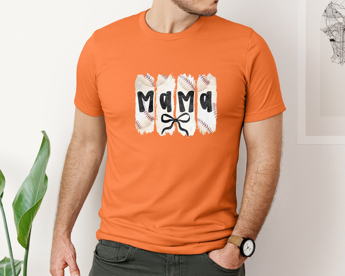 brand:Bella Canvas|color:Burnt Orange|Coquette Baseball Mama 2 Graphic T-Shirt