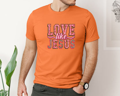 brand:Bella Canvas|color:Burnt Orange|Love Like Jesus Camo Svgfaith Valentine Graphic T-Shirt
