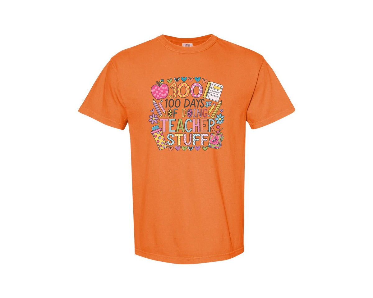 brand:Comfort Colors|color:Burnt Orange|100 Days Of School 57 Graphic T-Shirt