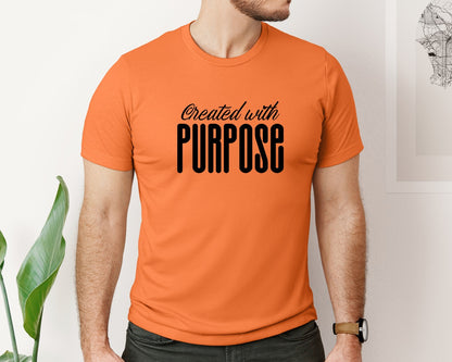 brand:Bella Canvas|color:Burnt Orange|Created With Purpose Sleeve Design Graphic T-Shirt