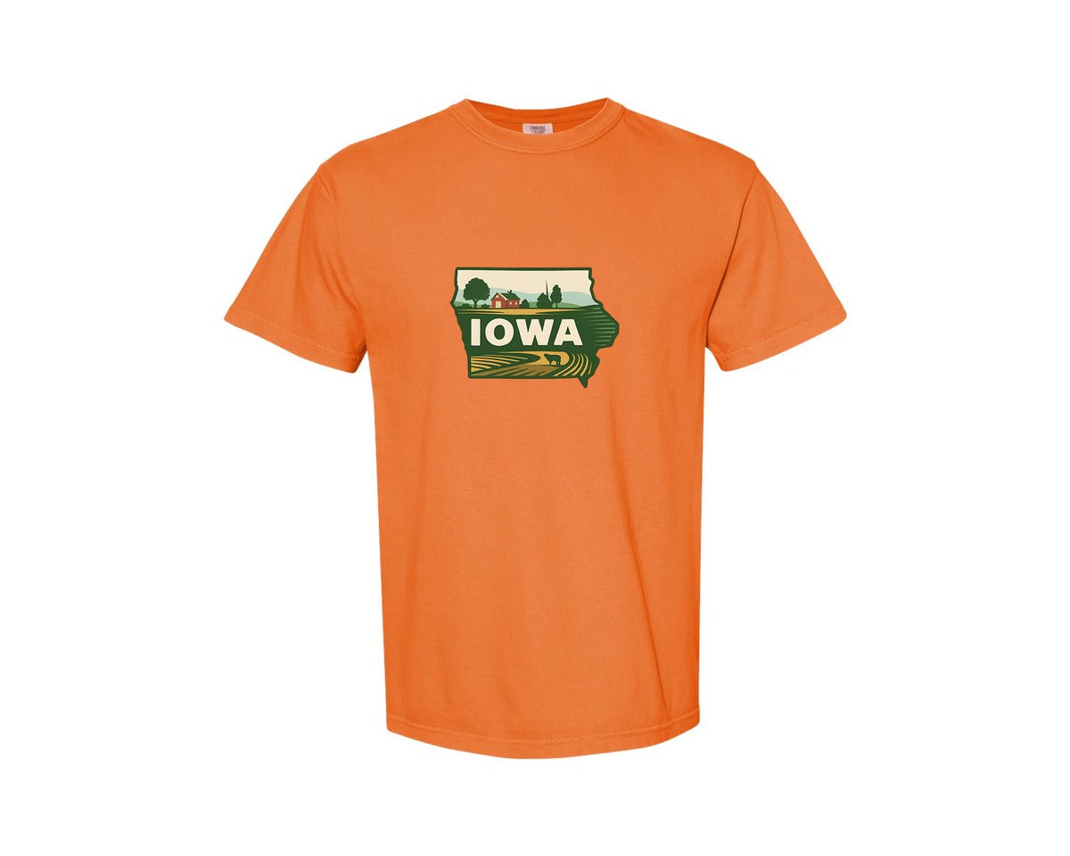 brand:Comfort Colors|color:Burnt Orange|Iowa State Map 3 Graphic T-Shirt