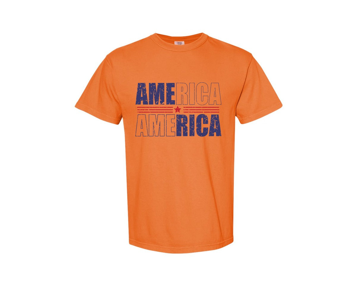 brand:Comfort Colors|color:Burnt Orange|America Patriotic Graphic T-Shirt