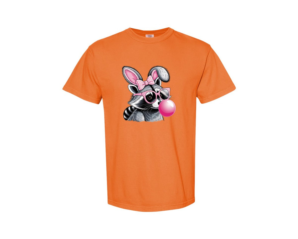 brand:Comfort Colors|color:Burnt Orange|Cute Raccoon With Glasses Bubble Gum 6 Graphic T-Shirt