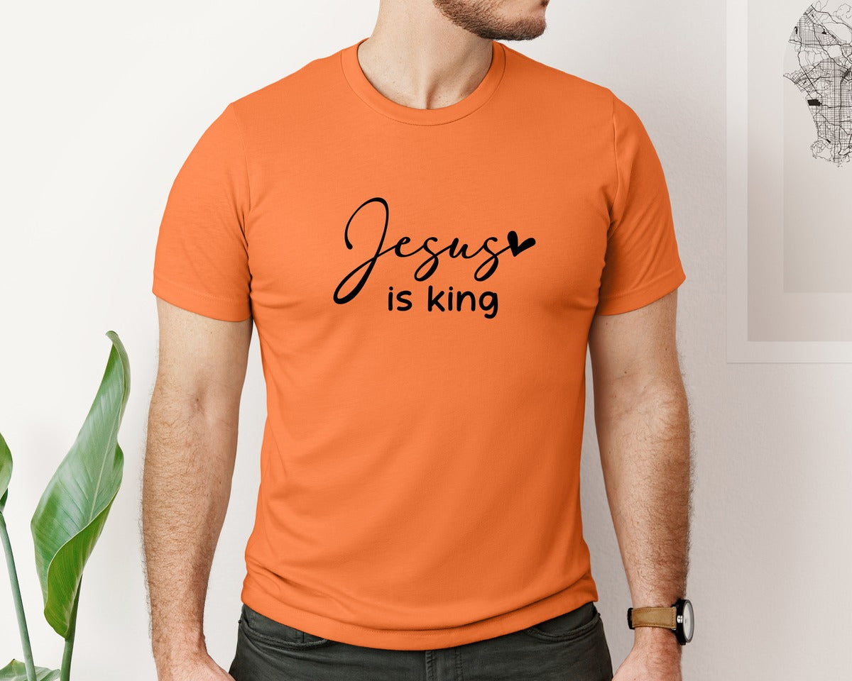 brand:Bella Canvas|color:Burnt Orange|Jesus Is King Jesus Christian 3 Graphic T-Shirt