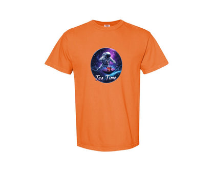 brand:Comfort Colors|color:Burnt Orange|Astronaut Tea Time In Space T Shirt Graphic T-Shirt