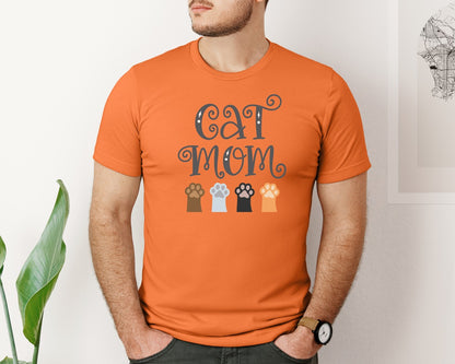 brand:Bella Canvas|color:Burnt Orange|Cat Mom Cute Crazy Cat Lady Quote 2 Graphic T-Shirt