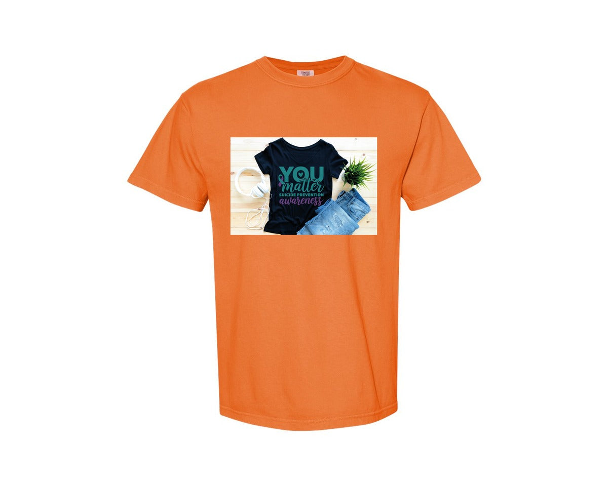 brand:Comfort Colors|color:Burnt Orange|Suicide Prevention Awareness 8 Graphic T-Shirt