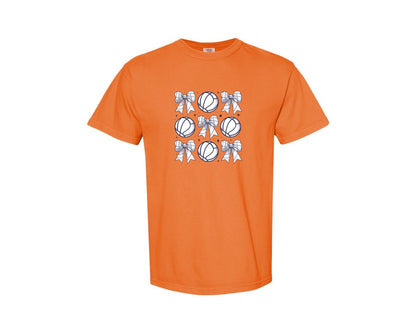 brand:Comfort Colors|color:Burnt Orange|Volleyball Bow Volleyball Mama Graphic T-Shirt