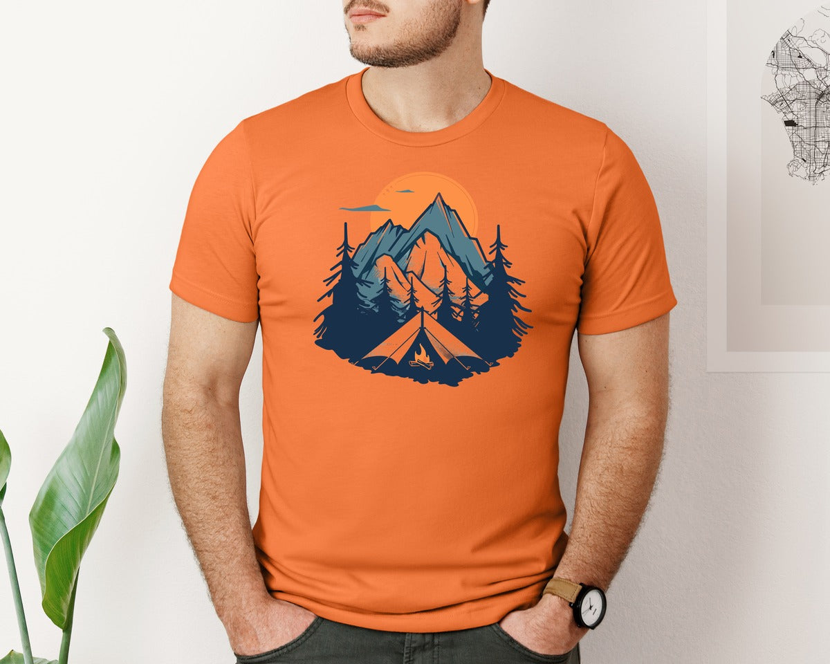 brand:Bella Canvas|color:Burnt Orange|Sunset Camping Adventure T Shirt Design 8 Graphic T-Shirt