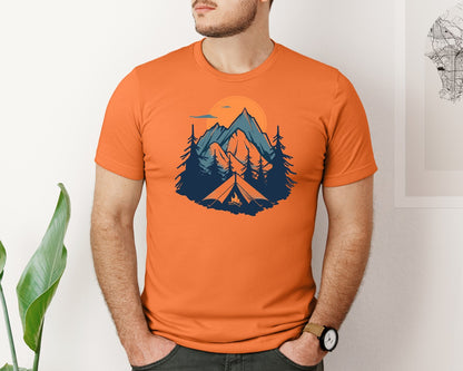 brand:Bella Canvas|color:Burnt Orange|Sunset Camping Adventure T Shirt Design 8 Graphic T-Shirt