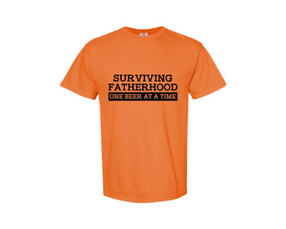 brand:Comfort Colors|color:Burnt Orange|Surviving Fatherhood Mens T Shirt Graphic T-Shirt