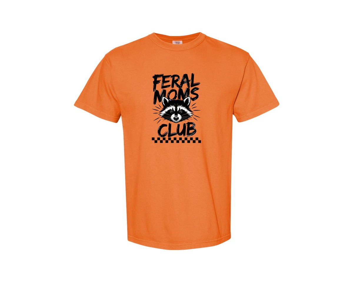 brand:Comfort Colors|color:Burnt Orange|Feral Moms Club Mom Life Raccoon Graphic T-Shirt