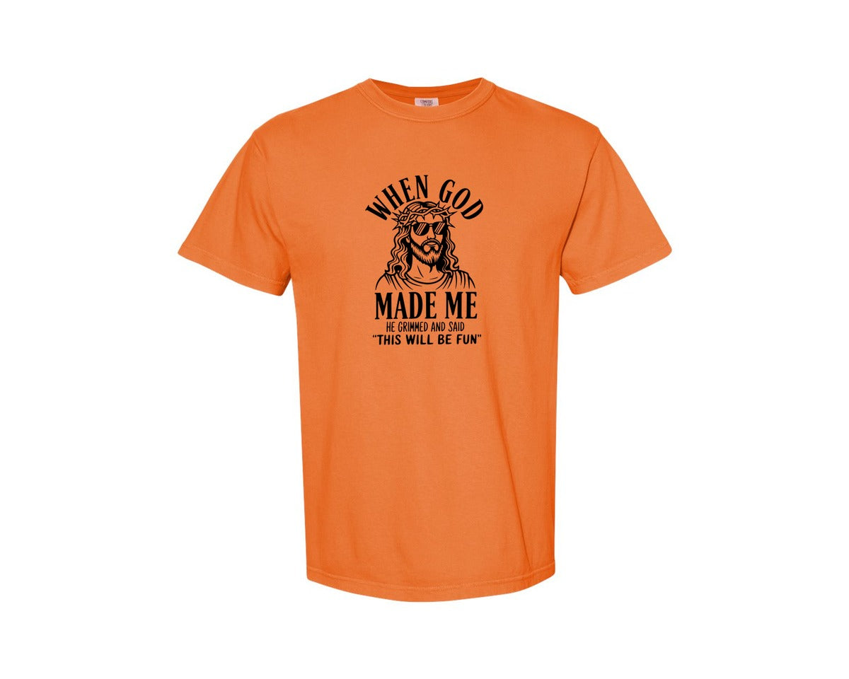 brand:Comfort Colors|color:Burnt Orange|God Humor Christian Faith Graphic T-Shirt