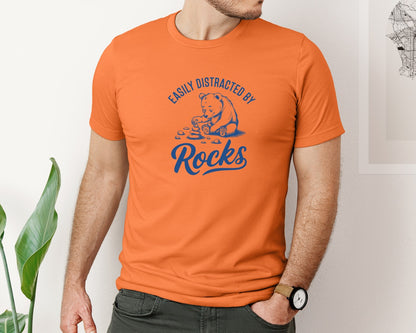 brand:Bella Canvas|color:Burnt Orange|Easily Distracted By Rocks Design Graphic T-Shirt