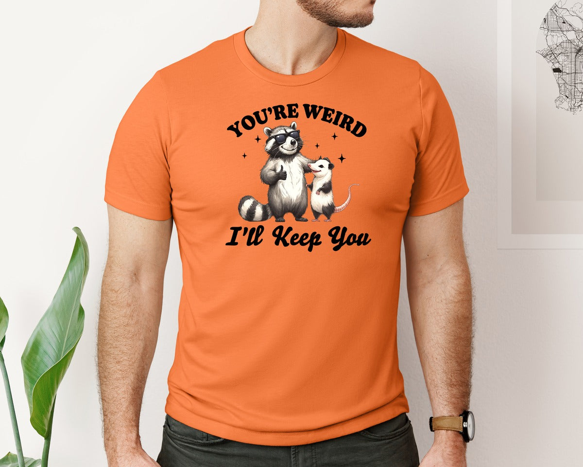 brand:Bella Canvas|color:Burnt Orange|Sarcastic Funny Raccoon Possum Weird Graphic T-Shirt