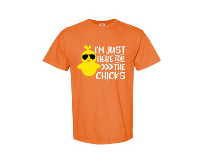 brand:Comfort Colors|color:Burnt Orange|I Am Just Here For The Chicks 4 Graphic T-Shirt