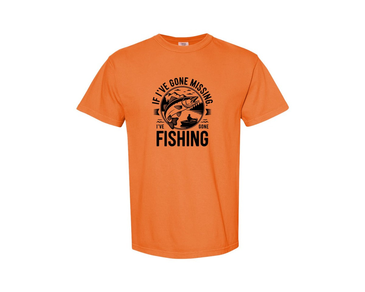 brand:Comfort Colors|color:Burnt Orange|If Ive Gone Missing Ive Gone Fishing T Graphic T-Shirt