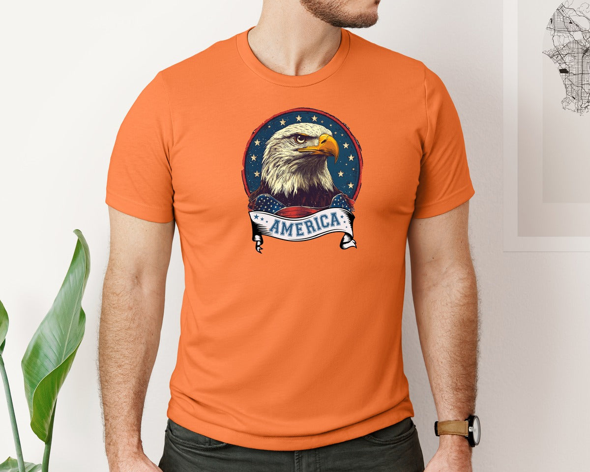 brand:Bella Canvas|color:Burnt Orange|4Th Of July Patriotic America Graphic T-Shirt