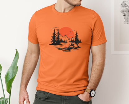 brand:Bella Canvas|color:Burnt Orange|Sunset Camping Adventure T Shirt Design 9 Graphic T-Shirt