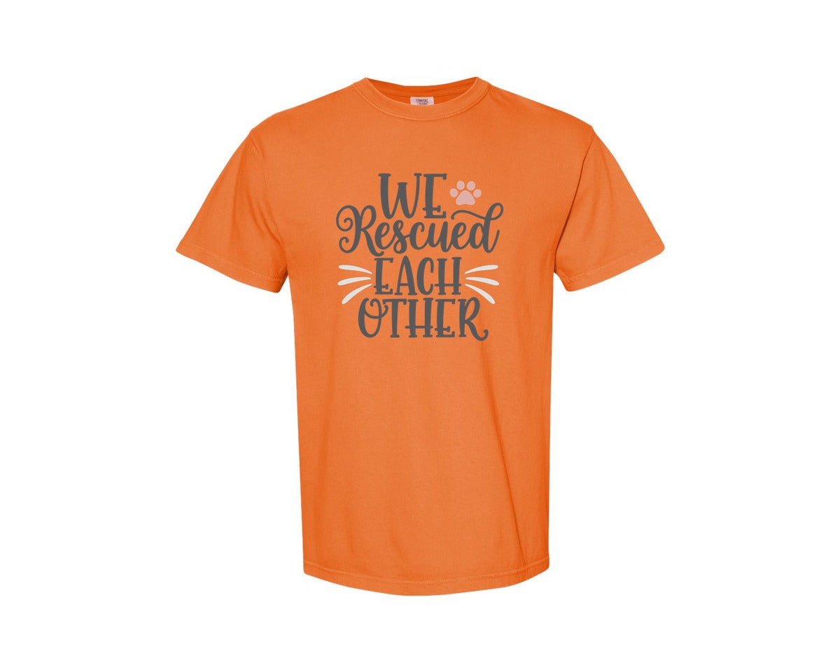 brand:Comfort Colors|color:Burnt Orange|We Rescued Each Other Cute Cat Quote Graphic T-Shirt