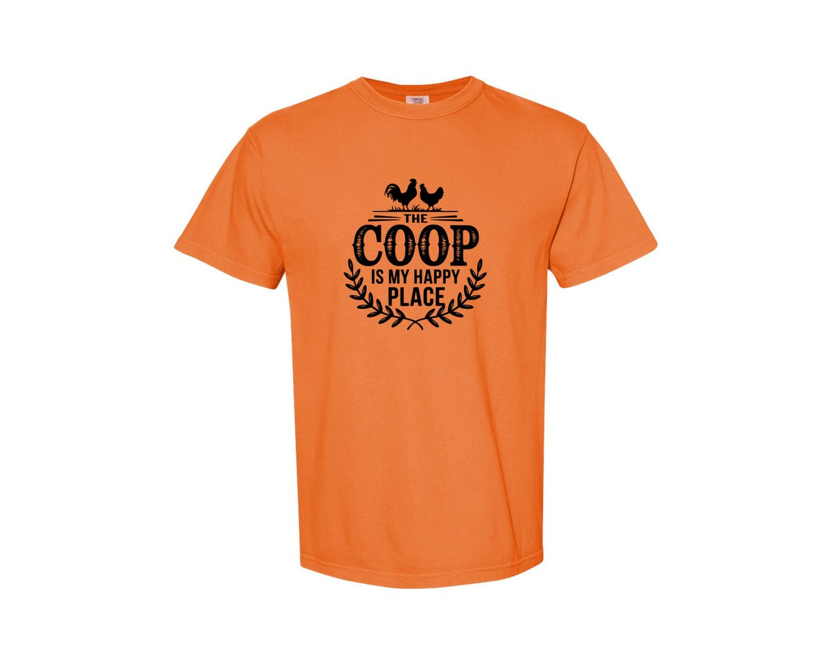brand:Comfort Colors|color:Burnt Orange|The Coop Is My Happy Place T Shirt Desig Graphic T-Shirt