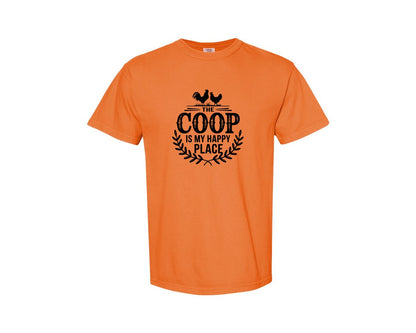 brand:Comfort Colors|color:Burnt Orange|The Coop Is My Happy Place T Shirt Desig Graphic T-Shirt