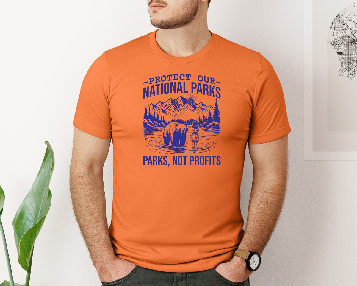 brand:Bella Canvas|color:Burnt Orange|Protect Our National Parks Shirt Save Graphic T-Shirt