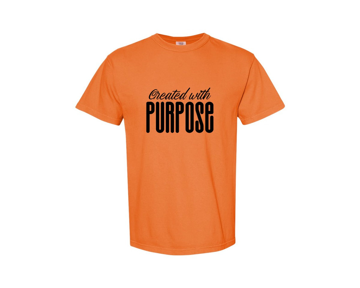 brand:Comfort Colors|color:Burnt Orange|Created With Purpose Sleeve Design Graphic T-Shirt