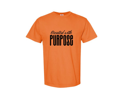 brand:Comfort Colors|color:Burnt Orange|Created With Purpose Sleeve Design Graphic T-Shirt
