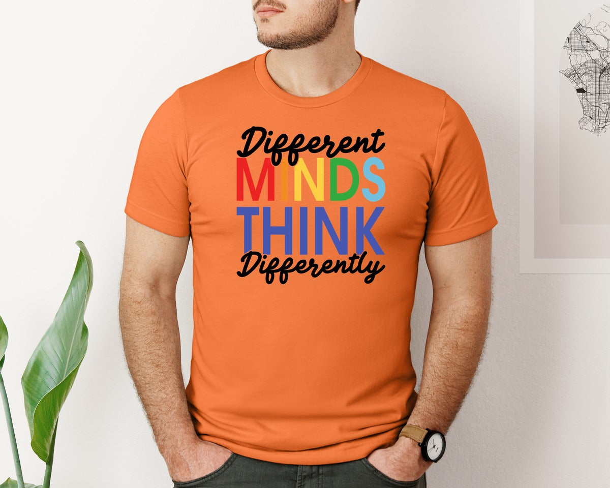 brand:Bella Canvas|color:Burnt Orange|Different Minds Autism T Shirt Graphic T-Shirt