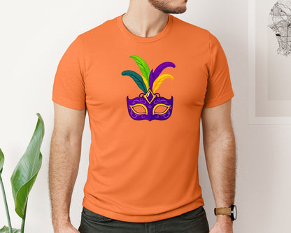 brand:Bella Canvas|color:Burnt Orange|Mardi Gras Mask T Shirt Design 4 Graphic T-Shirt