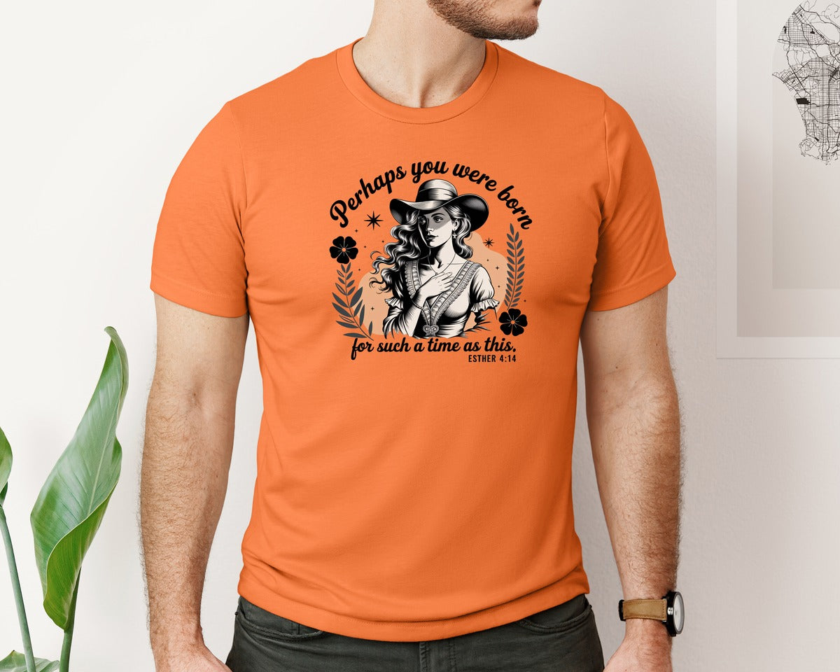 brand:Bella Canvas|color:Burnt Orange|Perhaps You Were Born Christian 3 Graphic T-Shirt
