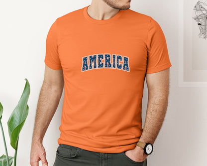 brand:Bella Canvas|color:Burnt Orange|America Varsity Retro T Shirt Graphic T-Shirt