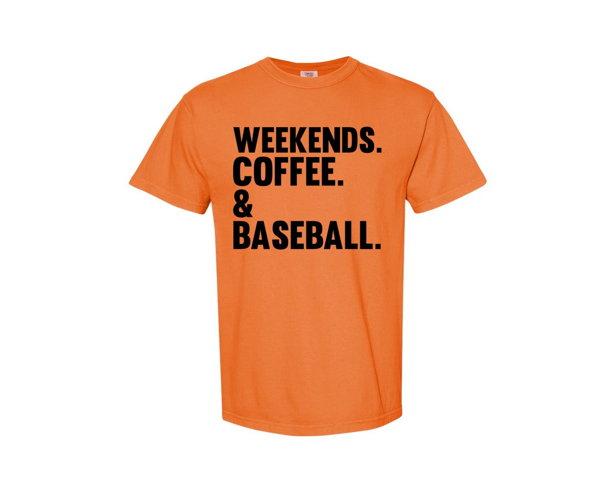 brand:Comfort Colors|color:Burnt Orange|Weekends Coffee Baseball Tshirt Design Graphic T-Shirt