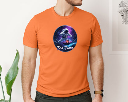 brand:Bella Canvas|color:Burnt Orange|Astronaut Tea Time In Space T Shirt Graphic T-Shirt