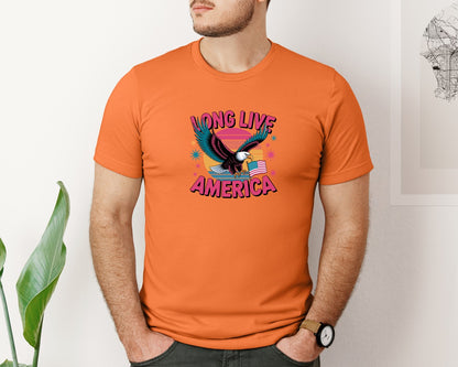 brand:Bella Canvas|color:Burnt Orange|Long Live America Graphic T-Shirt