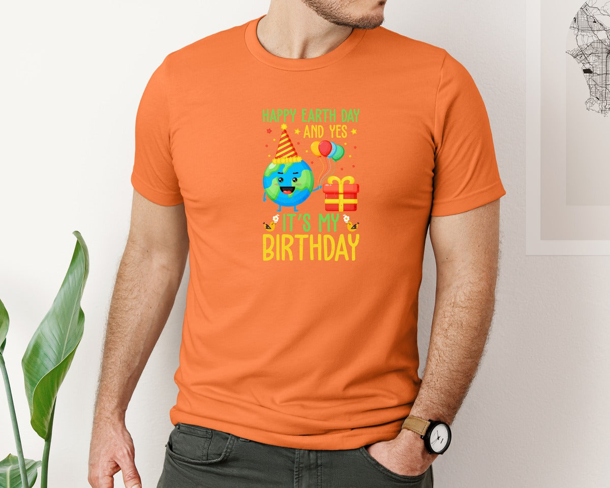 brand:Bella Canvas|color:Burnt Orange|Happy Earth Day Birth Day T Shirt Graphic T-Shirt